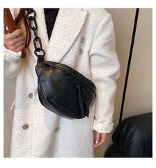 Women Chest Bag PU Leather Chain Crossbody Shoulder Bags