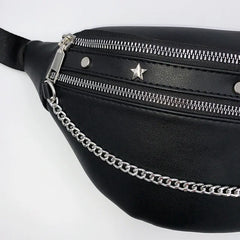 Women Chest Bag PU Leather Crossbody Shoulder Bags Punk Style Waist Bag