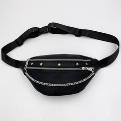 Women Chest Bag PU Leather Crossbody Shoulder Bags Punk Style Waist Bag