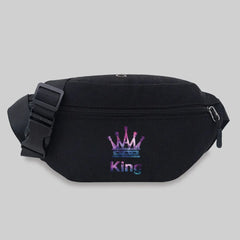 King&Queen Pattern Crossbody Messenger Bag Waist Storage