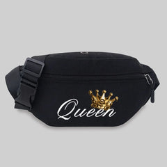 King&Queen Pattern Crossbody Messenger Bag Waist Storage