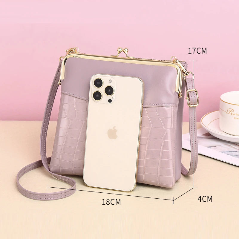 Crocodile Grain PU Leather Crossbody Bag Small Female Mobile Phone Bag