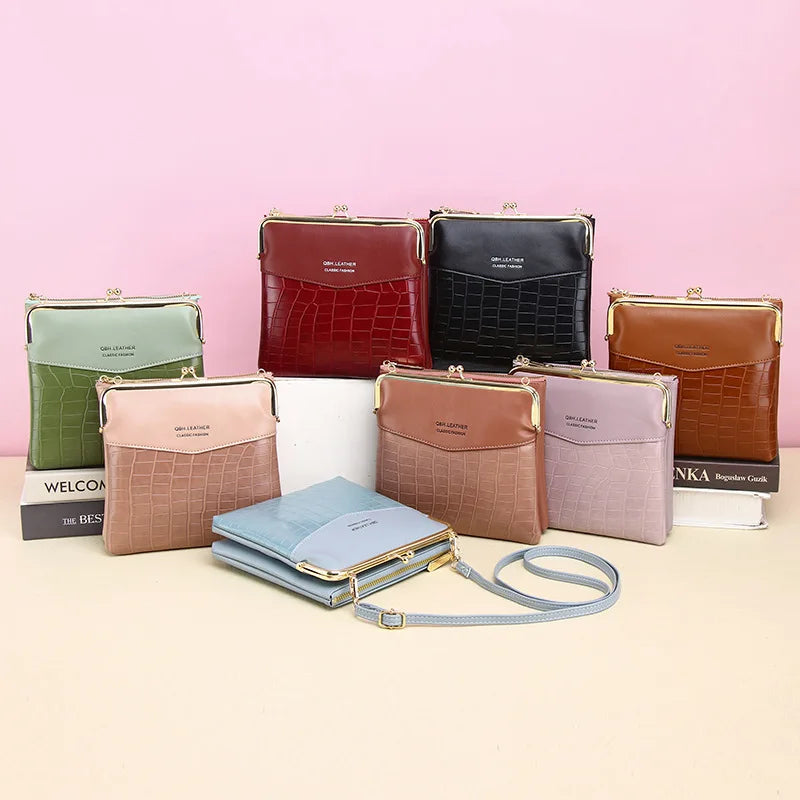 Crocodile Grain PU Leather Crossbody Bag Small Female Mobile Phone Bag