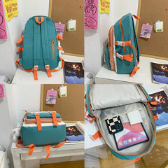 Women College Student Bag Contrast Teenage Girl Backpacks