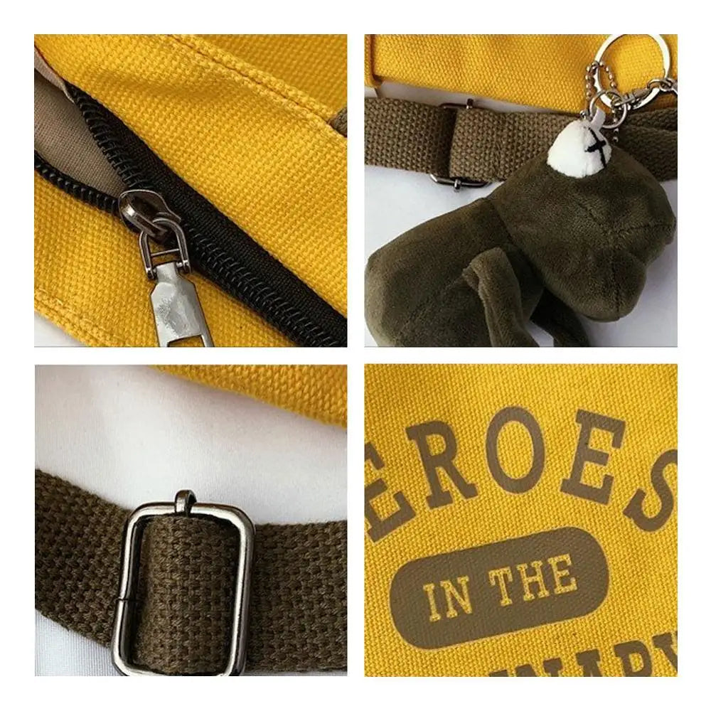 Canvas Frog Pendant Shoulder Bag Large Capacity Messenger Bags