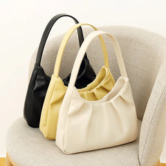 Women Commuter Shoulder Bag Cloud Pleated Pu Leather Handbags