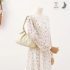 Women Commuter Shoulder Bag Cloud Pleated Pu Leather Handbags