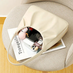 Women Commuter Shoulder Bag Cloud Pleated Pu Leather Handbags