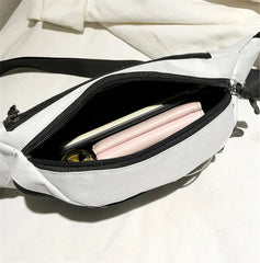 Women Hip-Hop Letter Print Canvas Waist Pack Bum Bag Belt Travel Fanny Pack