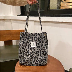 Women Corduroy Shoulder Bag Large Capacity Canvas Bucket Bags
