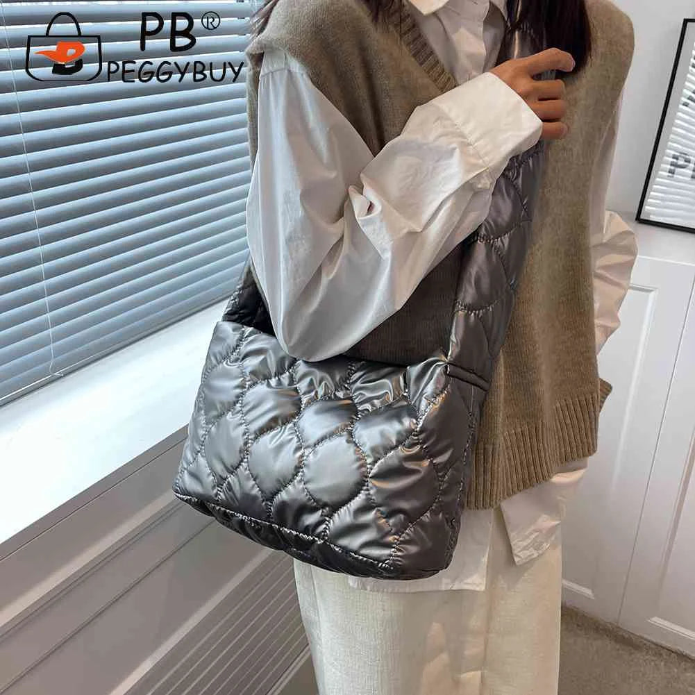 Women Cotton Padded Handbags Casual Messenger Bags Soft for Party