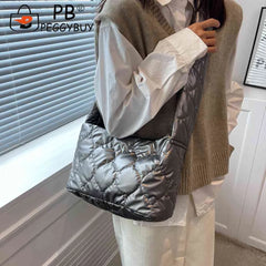 Women Cotton Padded Handbags Casual Messenger Bags Soft for Party