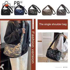 Women Cotton Padded Handbags Casual Messenger Bags Soft for Party