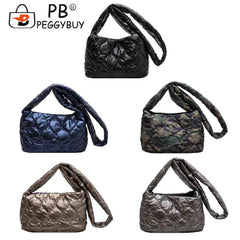 Women Cotton Padded Handbags Casual Messenger Bags Soft for Party