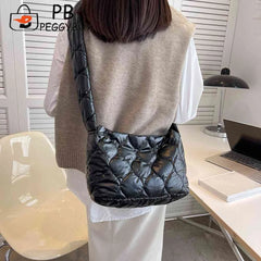 Women Cotton Padded Handbags Casual Messenger Bags Soft for Party
