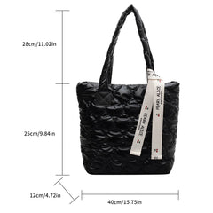 Women Cotton Padded Top-handle Bag Soft Zipper Autumn Winter Handbags
