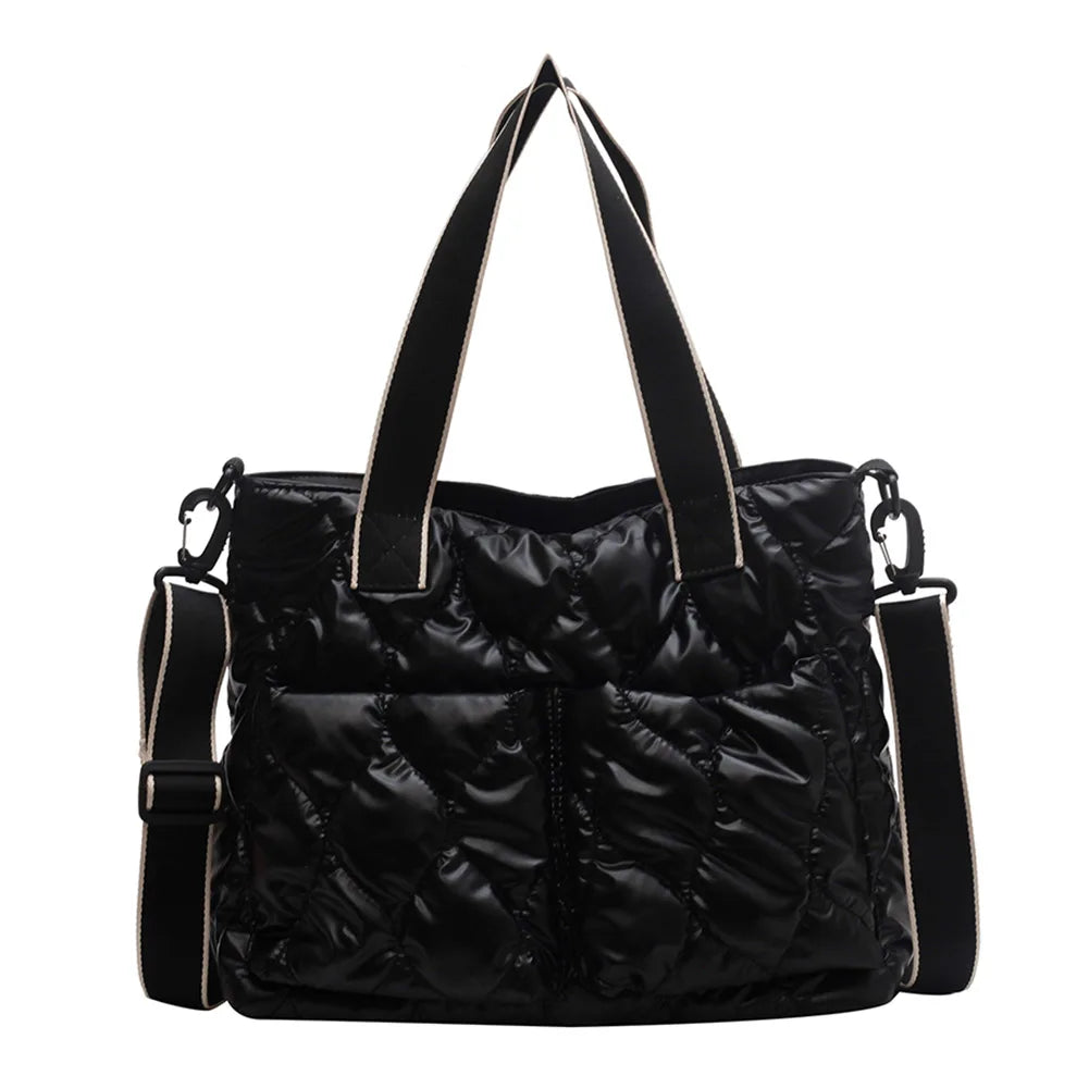 Women Cotton Padded Totes Handbag Large Capacity Nylon Bag