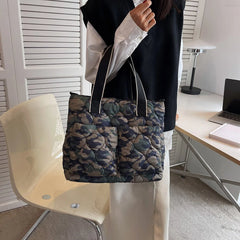 Women Cotton Padded Totes Handbag Autumn Winter Ladies Crossbody Bags