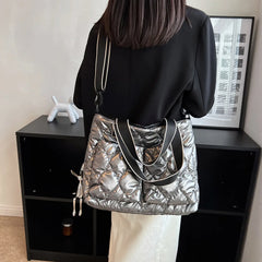 Women Cotton Padded Totes Handbag Large Capacity Nylon Bag
