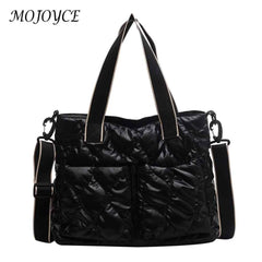 Women Cotton Padded Totes Winter Ladies Crossbody Bags Adjustable