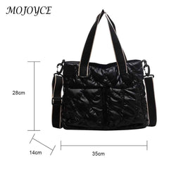 Women Cotton Padded Totes Winter Ladies Crossbody Bags Adjustable