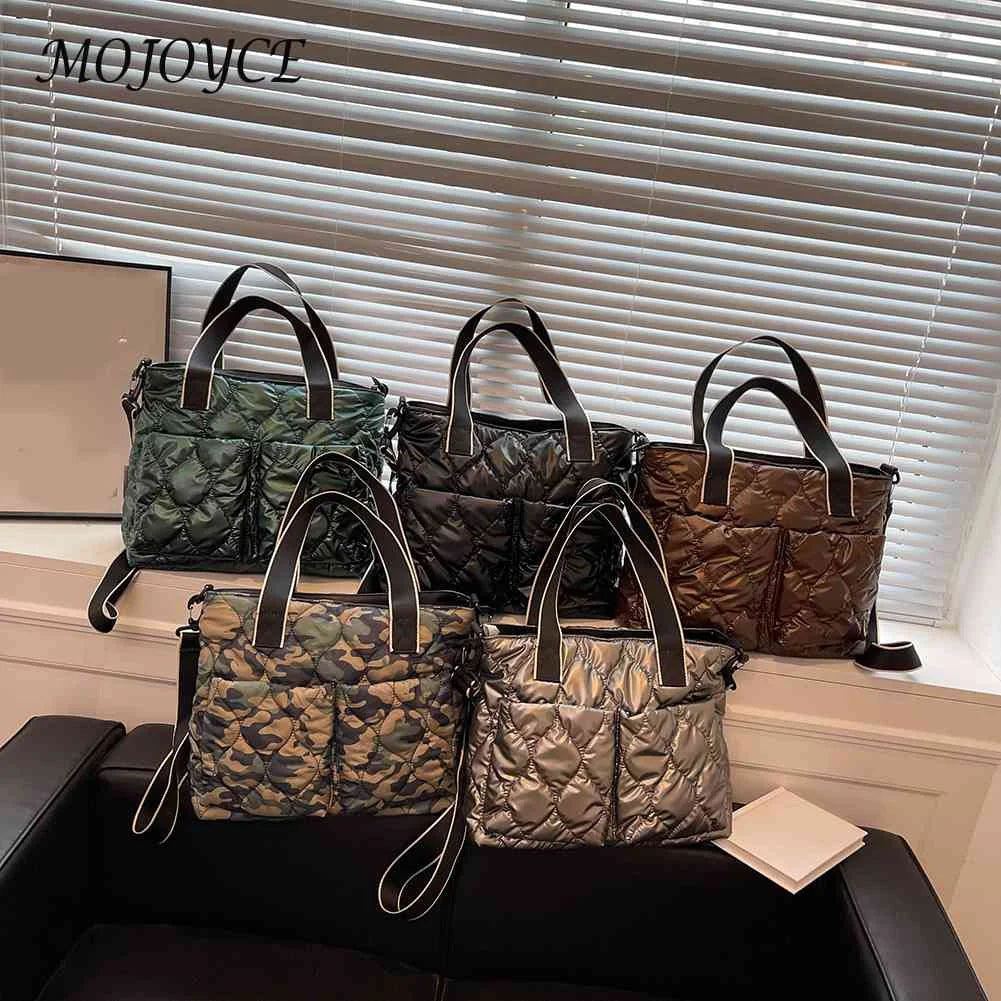 Women Cotton Padded Totes Winter Ladies Crossbody Bags Adjustable