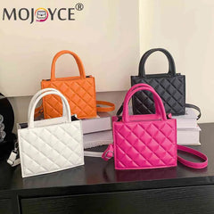 Casual Rhombic Lattice Crossbody Bag with Top-handle for Travel Work