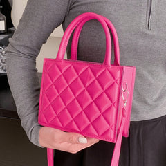 Casual Rhombic Lattice Crossbody Bag with Top-handle for Travel Work