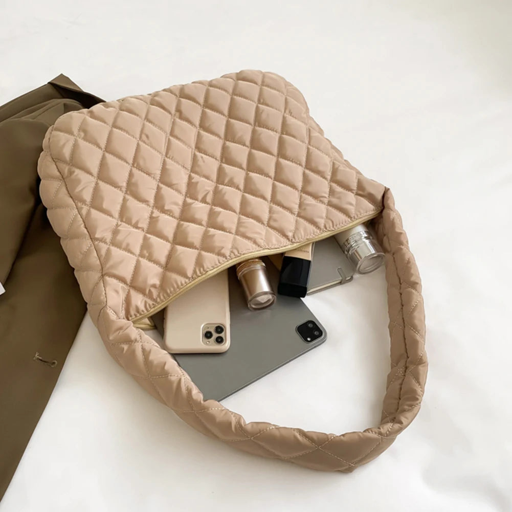 Women Crossbody Bag Cotton Padded Quilted Down Bags Tote