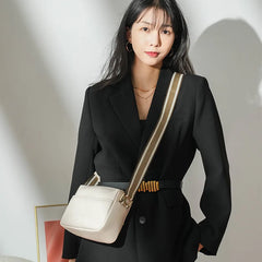 Women Crossbody Bags PU Leather Wide Strap Messenger Bag Female Small Shoulder H