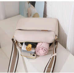 Women Crossbody Bags PU Leather Wide Strap Messenger Bag Female Small Shoulder H