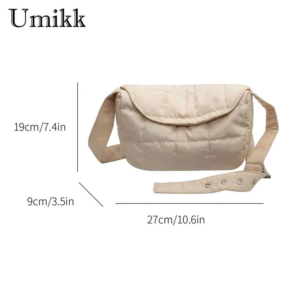 Quilted Cotton Crossbody Shoulder Tote Bag Solid Rhombus Pattern Flap