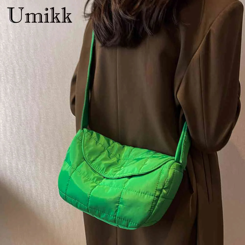 Quilted Cotton Crossbody Shoulder Tote Bag Solid Rhombus Pattern Flap