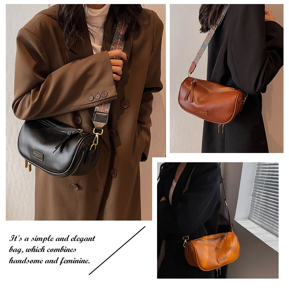 Women Crossbody Bags PU Leather Shoulder Messenger Adjustable Strap