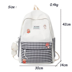 Plaid College Backpack for Women Student