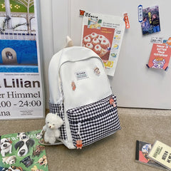 Plaid College Backpack for Women Student