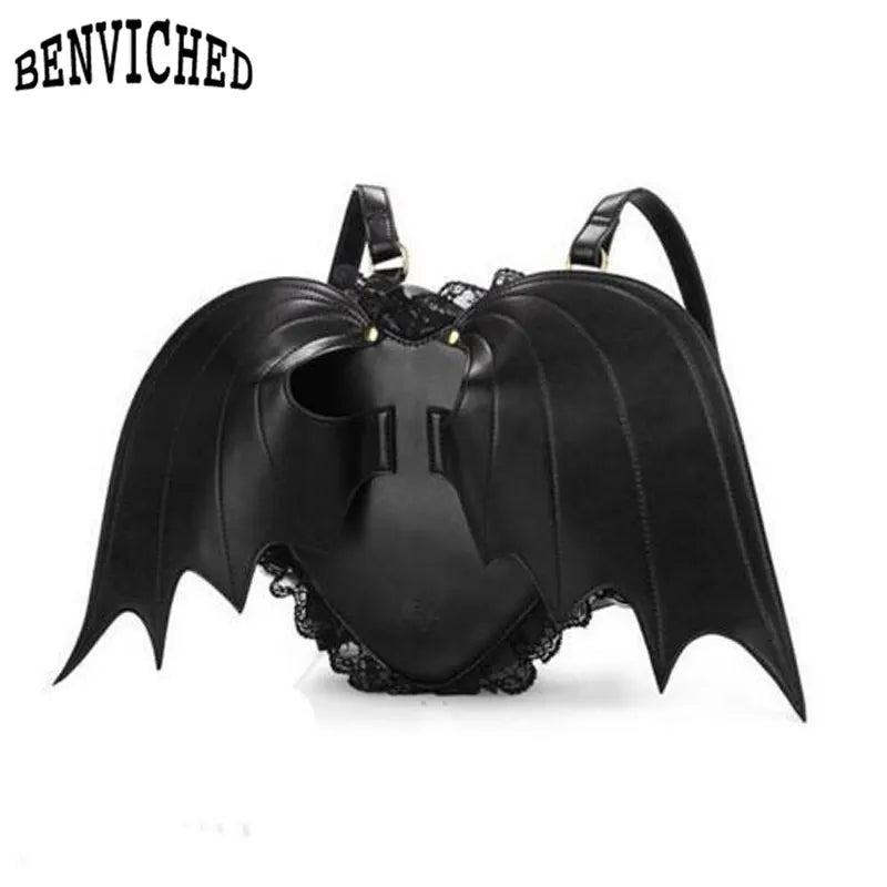 Women Daily Backpack Mochila Bat Bag Batwing Travel Bag Women Punk Stylish
