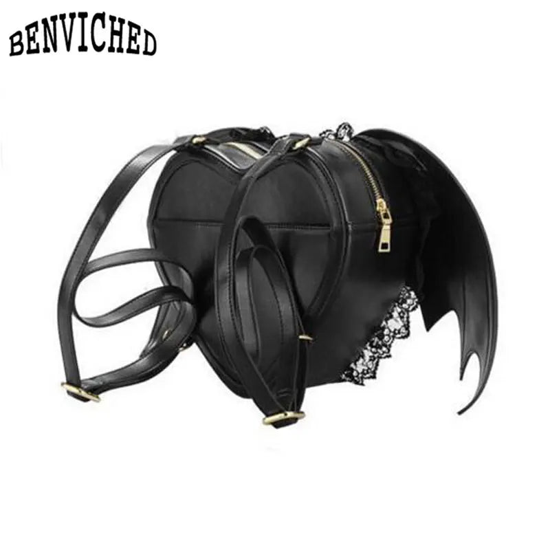Women Daily Backpack Mochila Bat Bag Batwing Travel Bag Women Punk Stylish