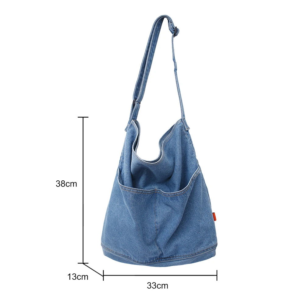 Women Denim Crossbody Bags Large Capacity Shoulder Shopper Bag