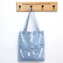 Women Denim Tote Shoulder Bag Cowgirl Casual Handbag Lady Shopping Bag