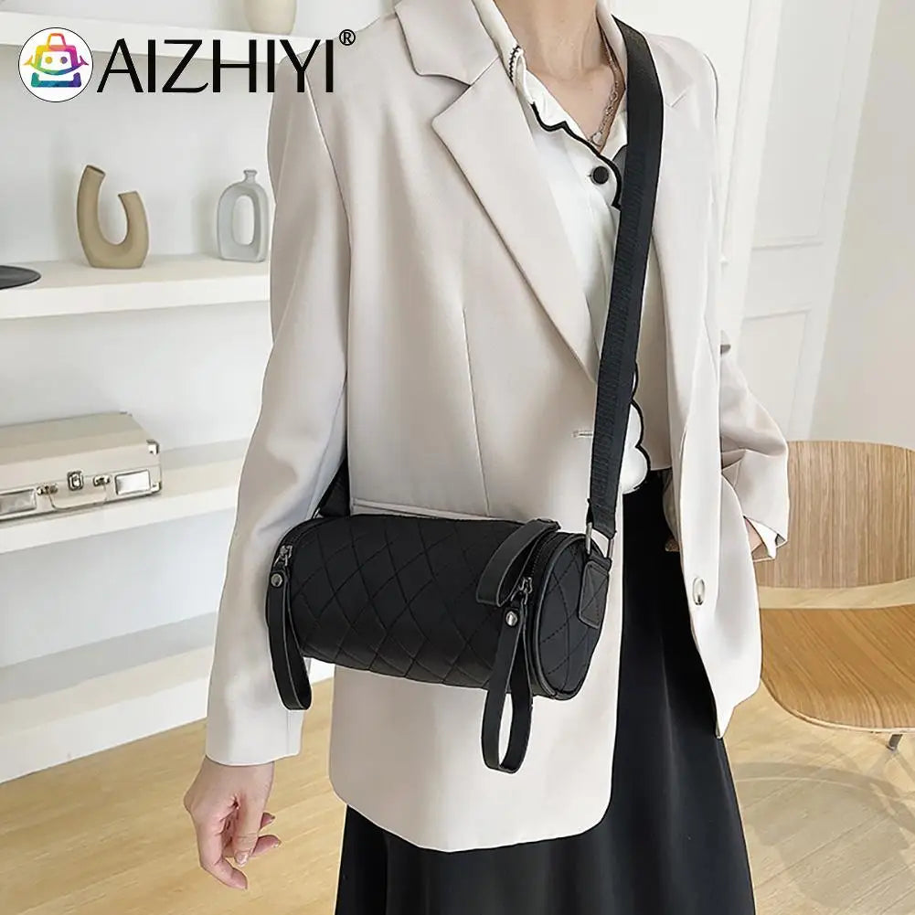 Diamond Lattice Leather Pillow Bag Female Shoulder Crossbody Handbag