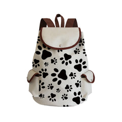 Women Dog Paws Printed Handbags Love Dogs Funny Casual Linen Backpack