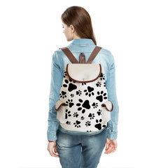 Funny Dog Paws Women's Backpack Love Casual Linen Backpacks Large Capacity