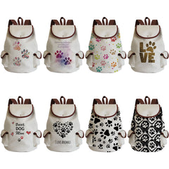 Funny Dog Paws Women's Backpack Love Casual Linen Backpacks Large Capacity