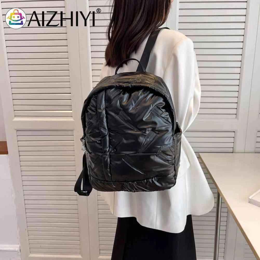 Waterproof Women's Down Cotton School Backpack for Winter