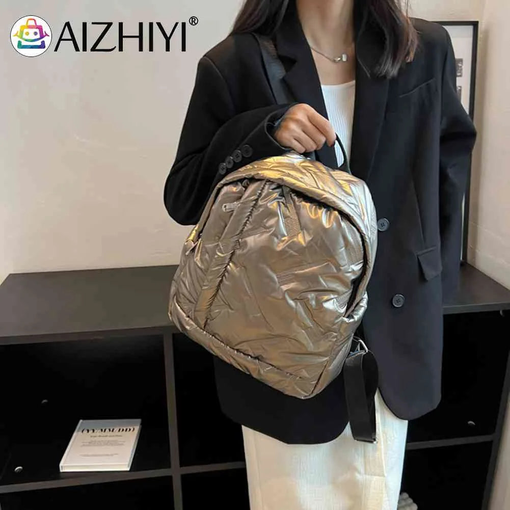 Waterproof Women's Down Cotton School Backpack for Winter