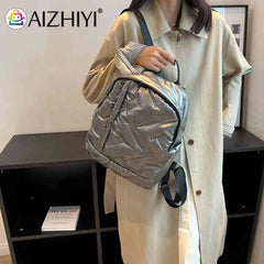 Waterproof Women's Down Cotton School Backpack for Winter