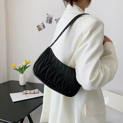 Geometric PU Leather Shoulder Handbag Checker Underarm Bag
