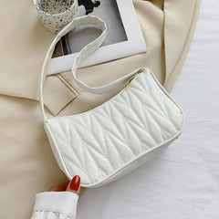 Geometric PU Leather Shoulder Handbag Checker Underarm Bag