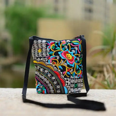 Women Ethnic Peony Min Shoulder Bag Embroidery Crossbody Handbag